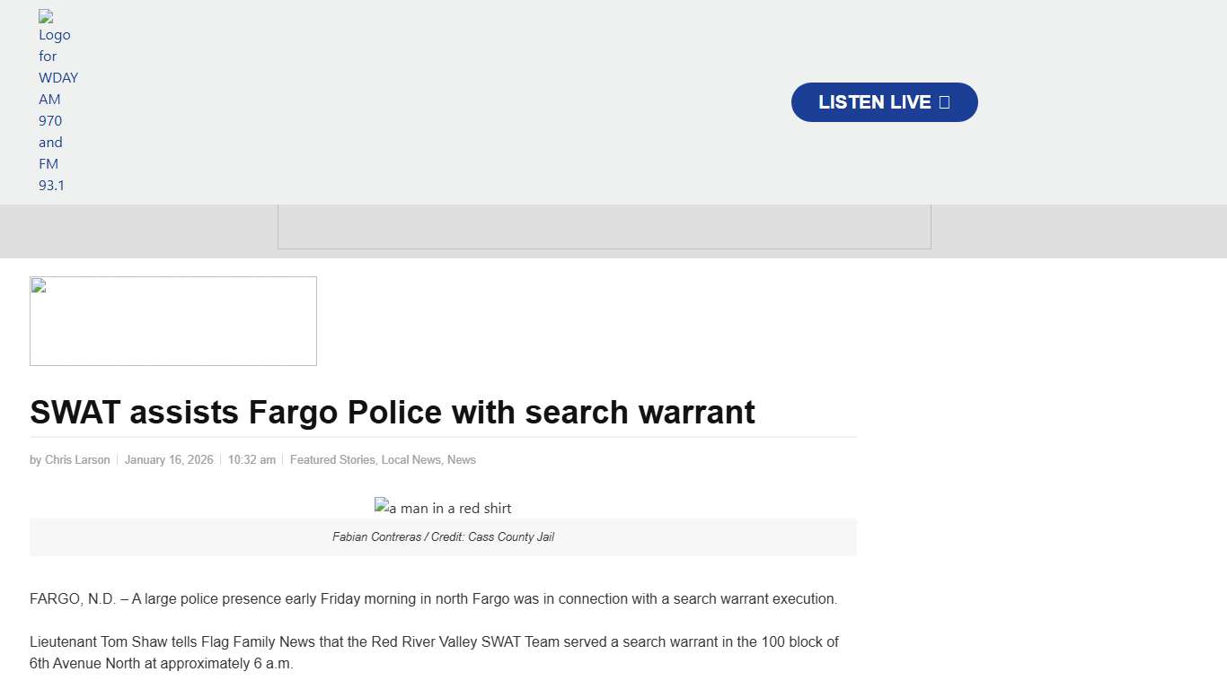SWAT assists Fargo Police with search warrant WDAY Radio - AM 970 and FM 93.1